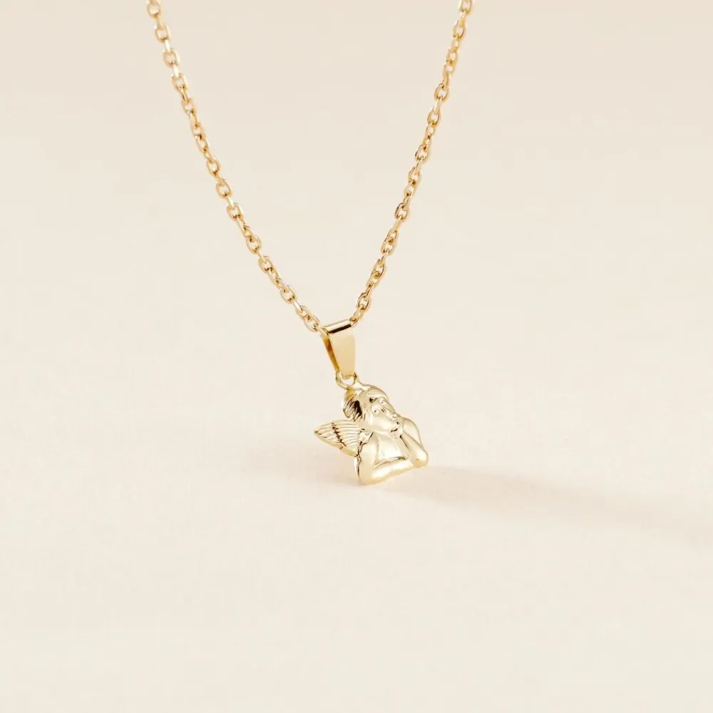 Marc Orian Pendentifs|Cadeaux Baptême > Pendentif Abelone Ange Penseur Or Jaune