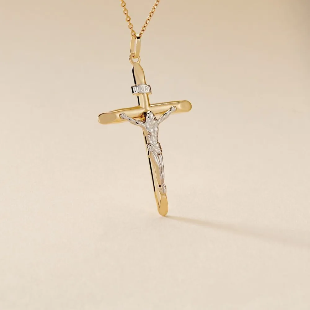 Marc Orian Cadeaux Communion|Pendentifs > Pendentif Agatha Croix Or Bicolore