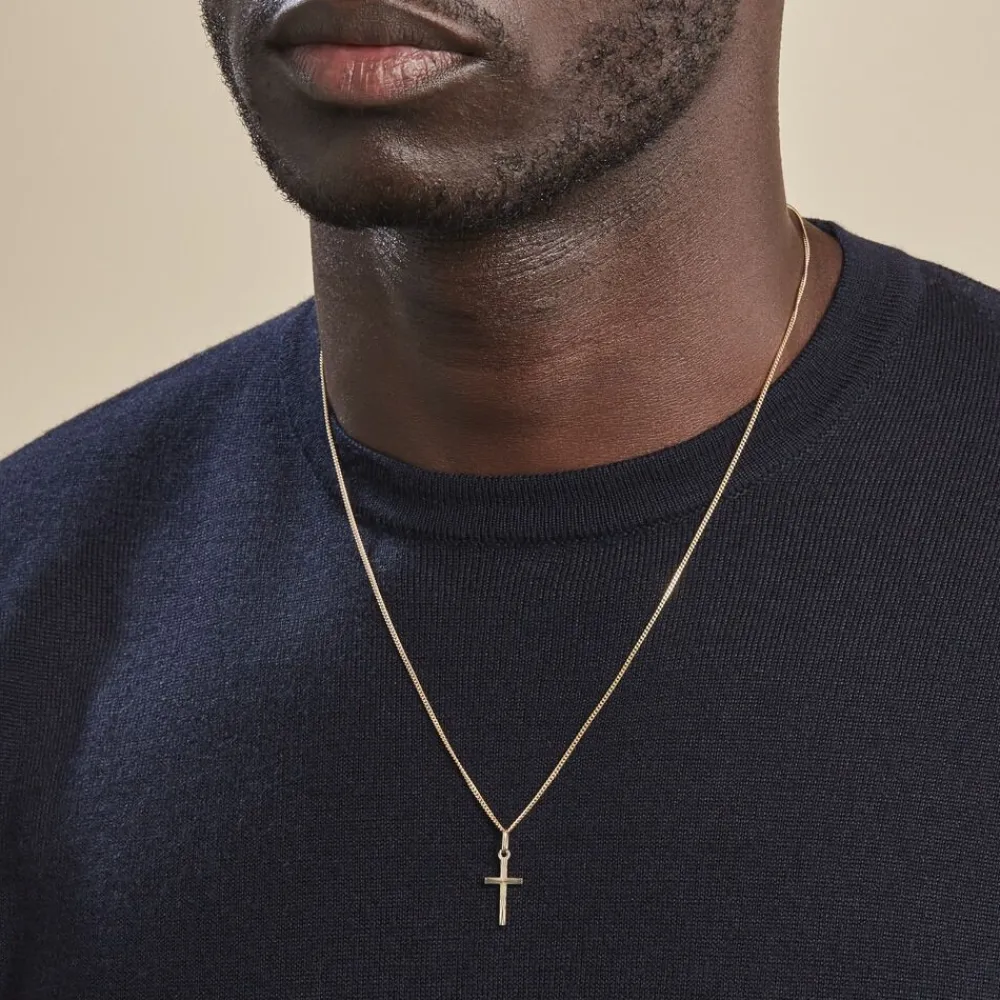 Marc Orian Pendentifs|Cadeaux Communion > Pendentif Aidana Croix Striee Or Jaune