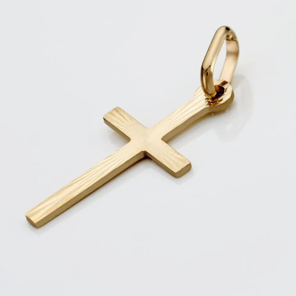 Marc Orian Pendentifs|Cadeaux Communion > Pendentif Aidana Croix Striee Or Jaune