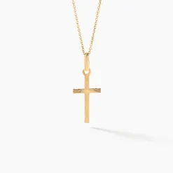 Marc Orian Pendentifs|Cadeaux Communion > Pendentif Aidana Croix Striee Or Jaune