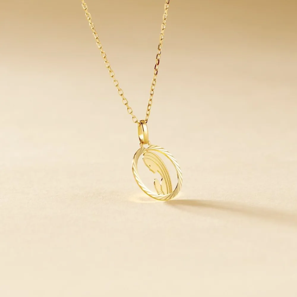 Marc Orian Pendentifs|Cadeaux Baptême > Pendentif Amaria Vierge Rond Diamante Or Jaune