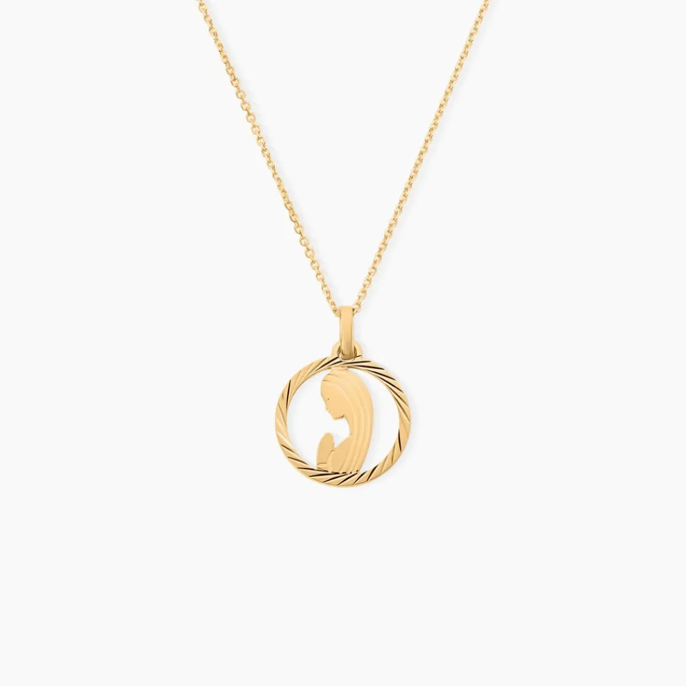 Marc Orian Pendentifs|Cadeaux Baptême > Pendentif Amaria Vierge Rond Diamante Or Jaune