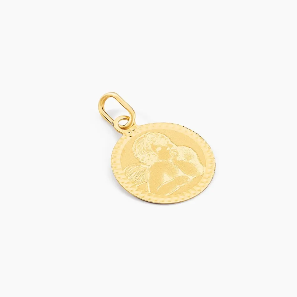Marc Orian Pendentifs|Pendentifs Personnalisés > Pendentif Ange Rond Cisele Or Jaune