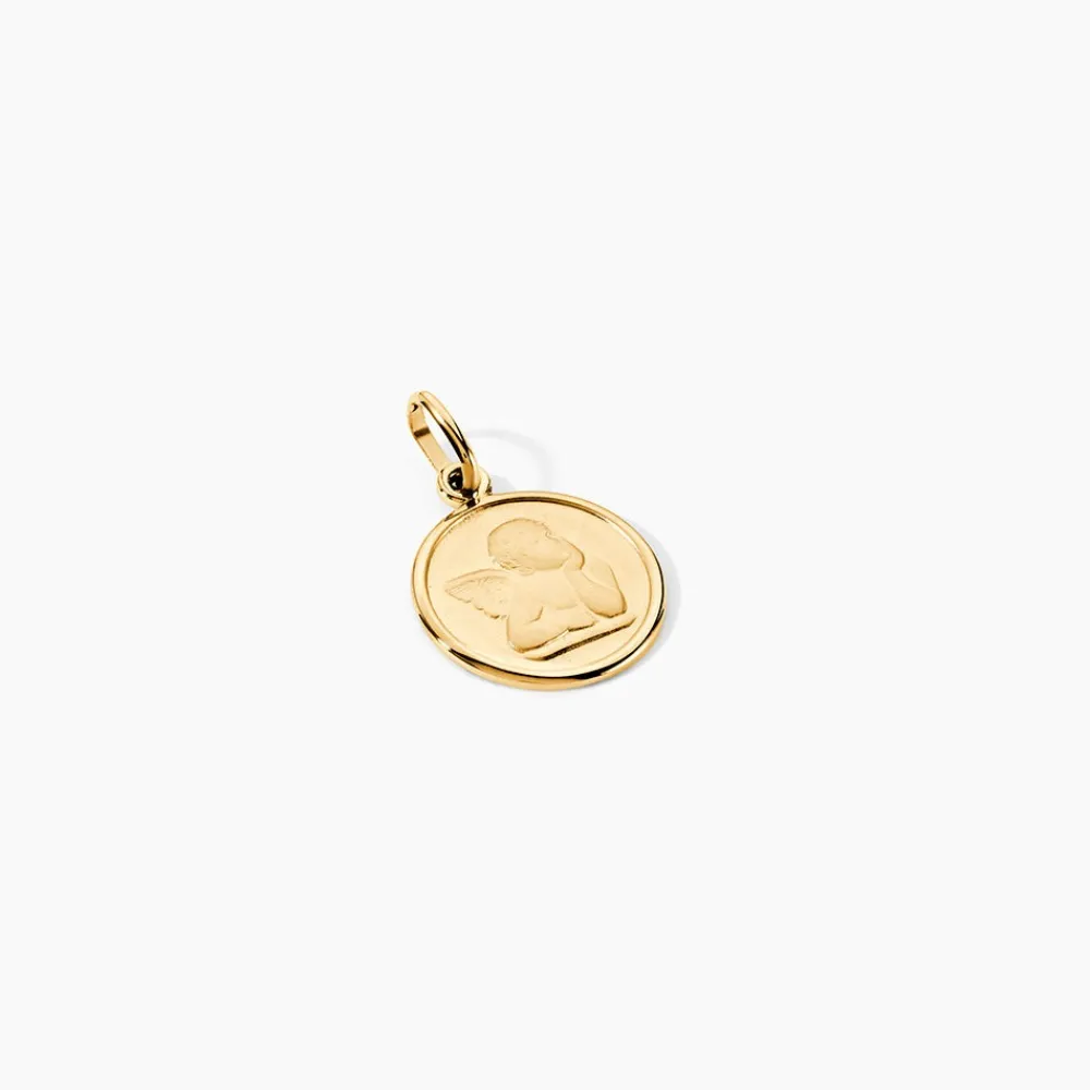 Marc Orian Pendentifs|Pendentifs Personnalisés > Pendentif Ange Rond Or Jaune