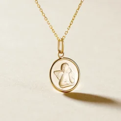Marc Orian Pendentifs|Pendentifs Personnalisés > Pendentif Ange Rond Or Jaune