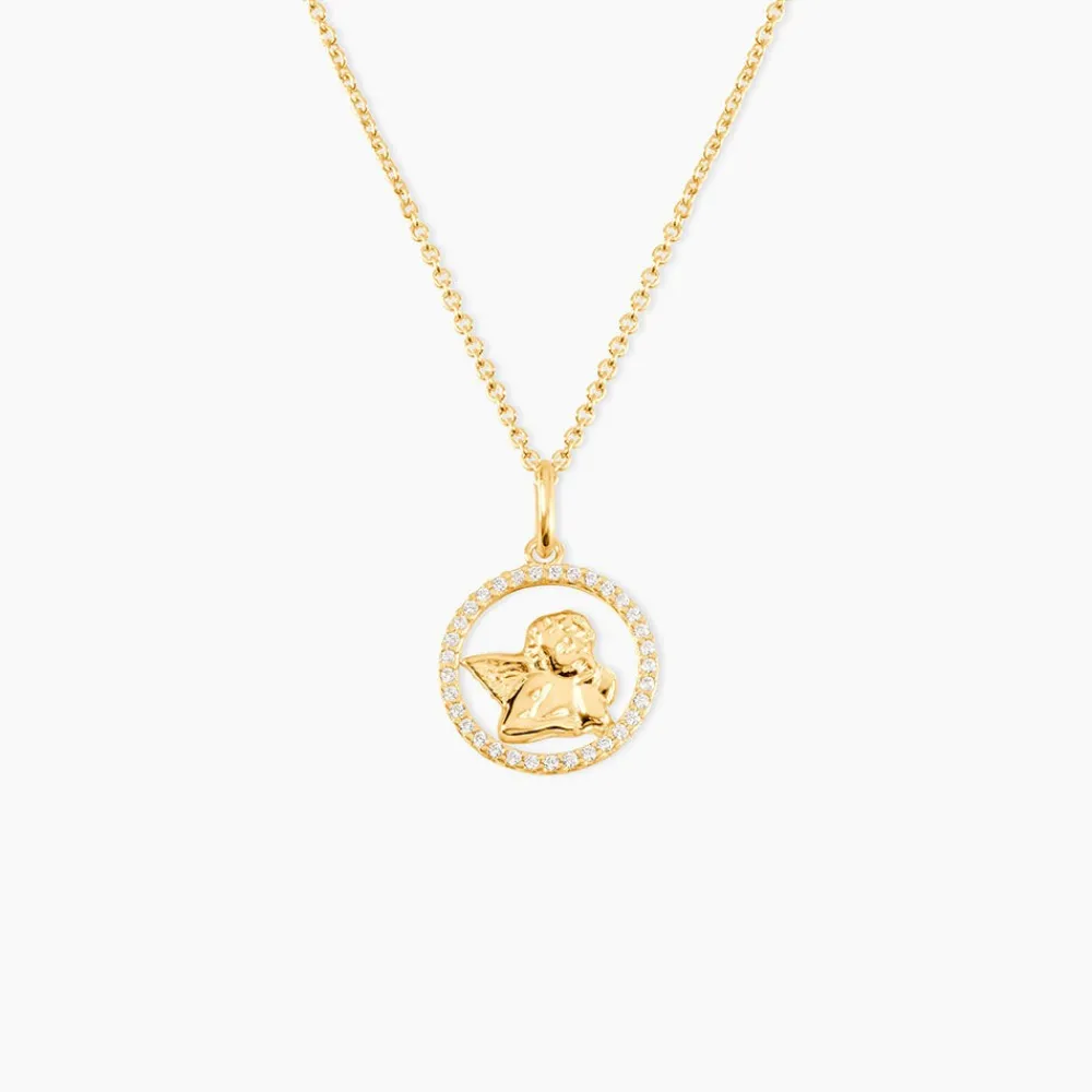 Marc Orian Bijoux Zirconium|Pendentifs > Pendentif Ange Rond Or Jaune Oxyde De Zirconium
