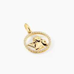 Marc Orian Bijoux Zirconium|Pendentifs > Pendentif Ange Rond Or Jaune Oxyde De Zirconium
