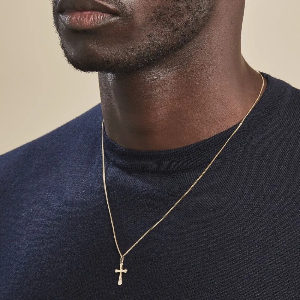 Marc Orian Pendentifs|Bijoux Homme > Pendentif Annais Croix Striee Or Jaune