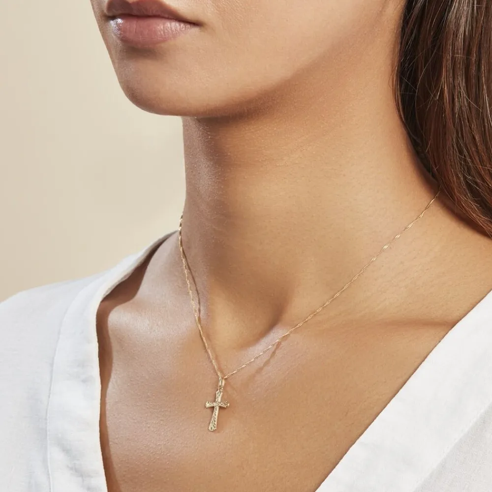 Marc Orian Pendentifs|Bijoux Homme > Pendentif Annais Croix Striee Or Jaune