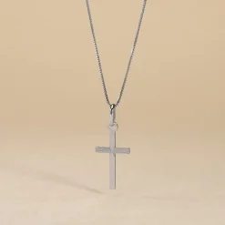 Marc Orian Pendentifs|Cadeaux Communion > Pendentif Bathilde Croix Striee Or Blanc