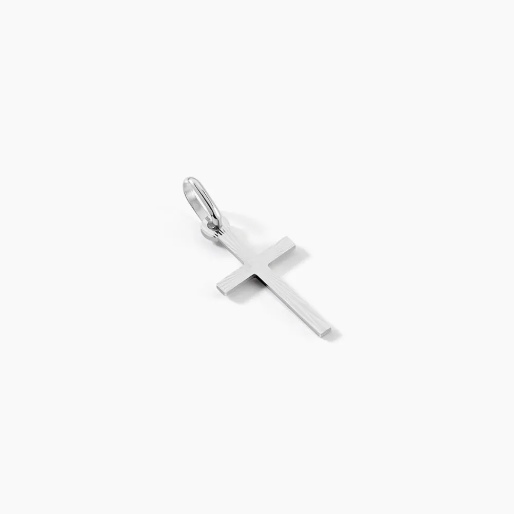 Marc Orian Pendentifs|Cadeaux Communion > Pendentif Bathilde Croix Striee Or Blanc