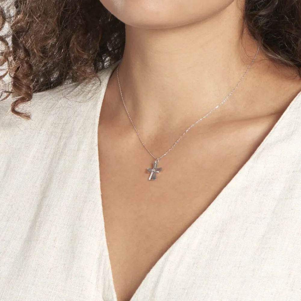 Marc Orian Bijoux Zirconium|Pendentifs > Pendentif Canice Croix Or Blanc Oxyde De Zirconium