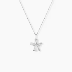 Marc Orian Bijoux Zirconium|Pendentifs > Pendentif Canice Croix Or Blanc Oxyde De Zirconium