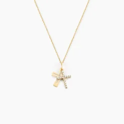 Marc Orian Bijoux Zirconium|Pendentifs > Pendentif Canice Croix Or Jaune Oxyde De Zirconium