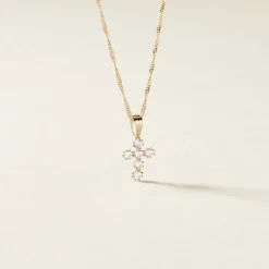 Pendentif Canice Croix Or Jaune Oxyde De Zirconium