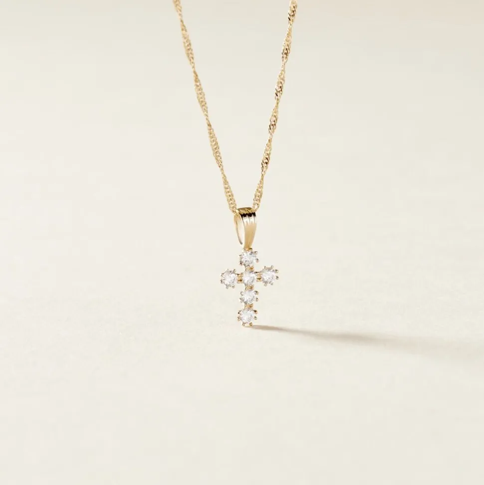 Pendentif Canice Croix Or Jaune Oxyde De Zirconium