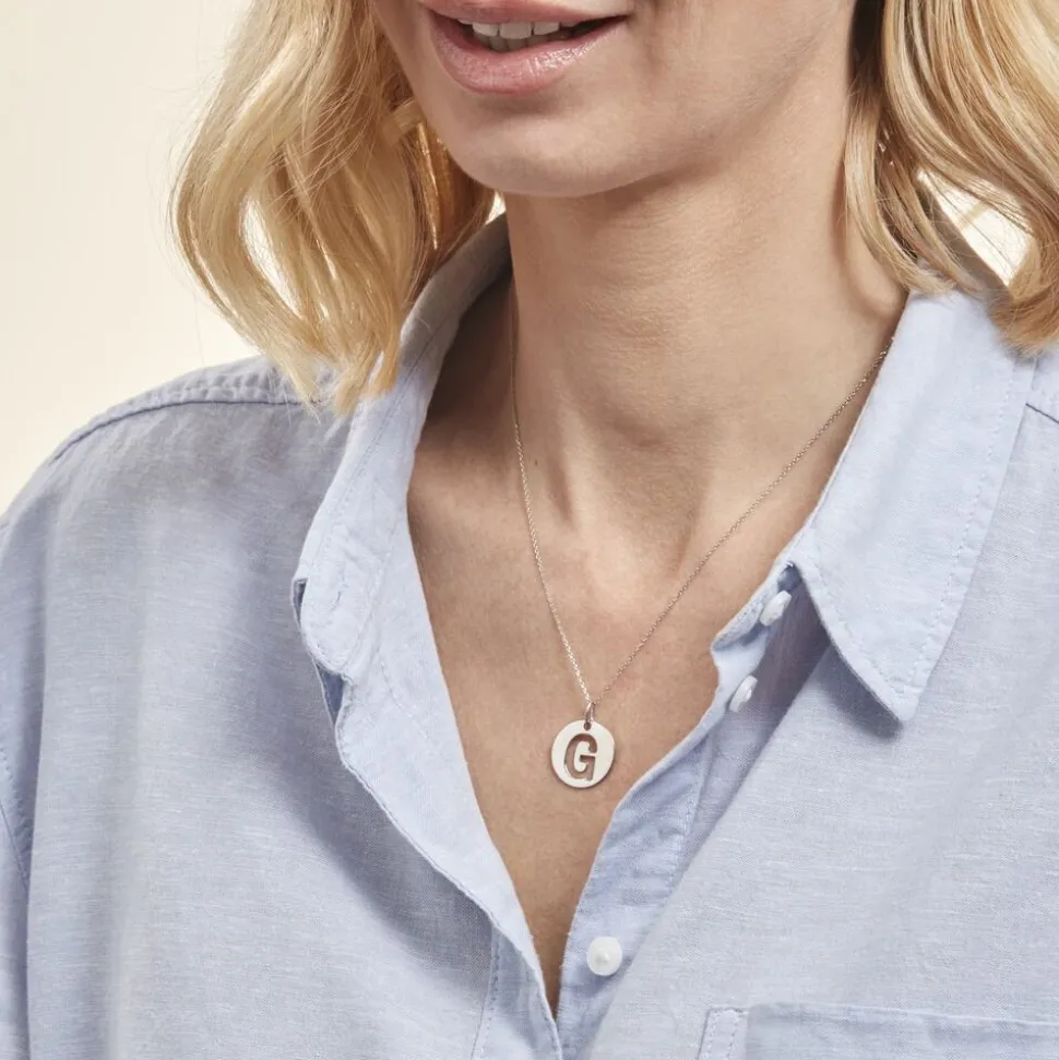 Pendentif Elio G Argent Blanc