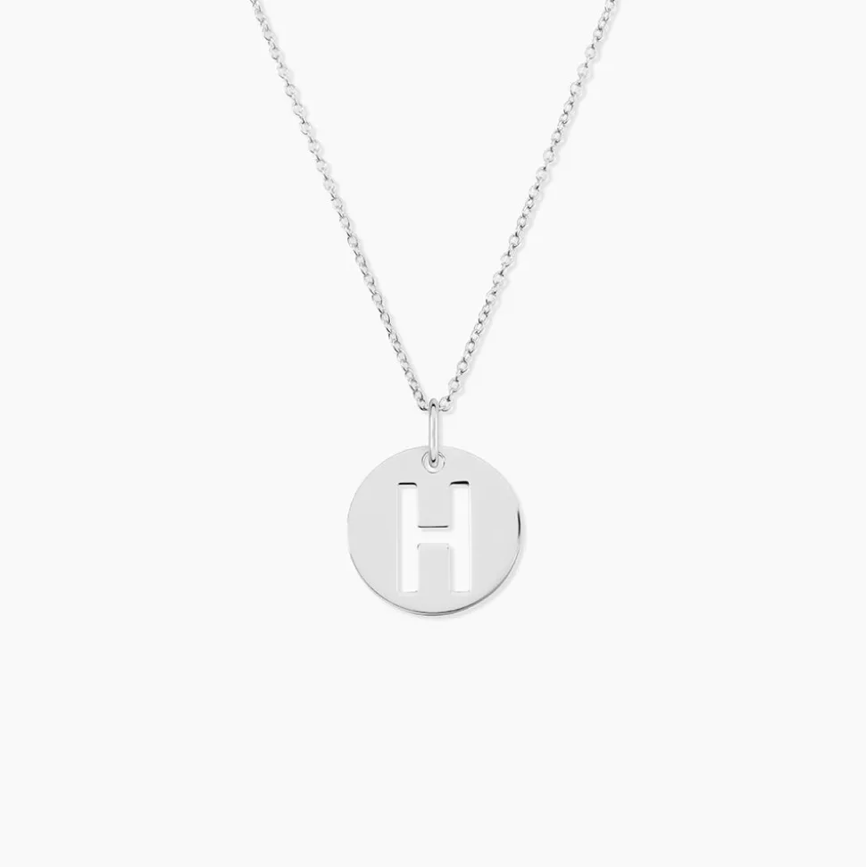 Pendentif Elio H Argent Blanc