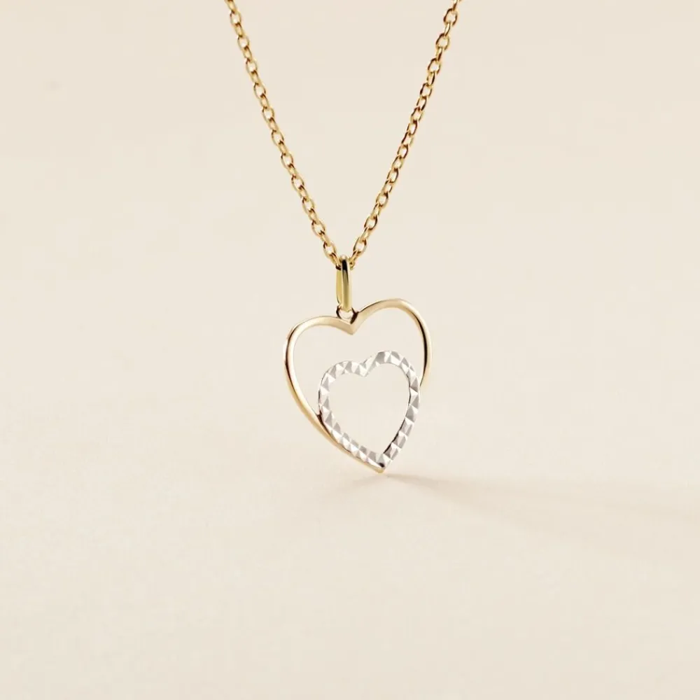 Marc Orian Idées Cadeaux Femme|Bijoux Or > Pendentif Eudocie Double Coeurs Or Bicolore