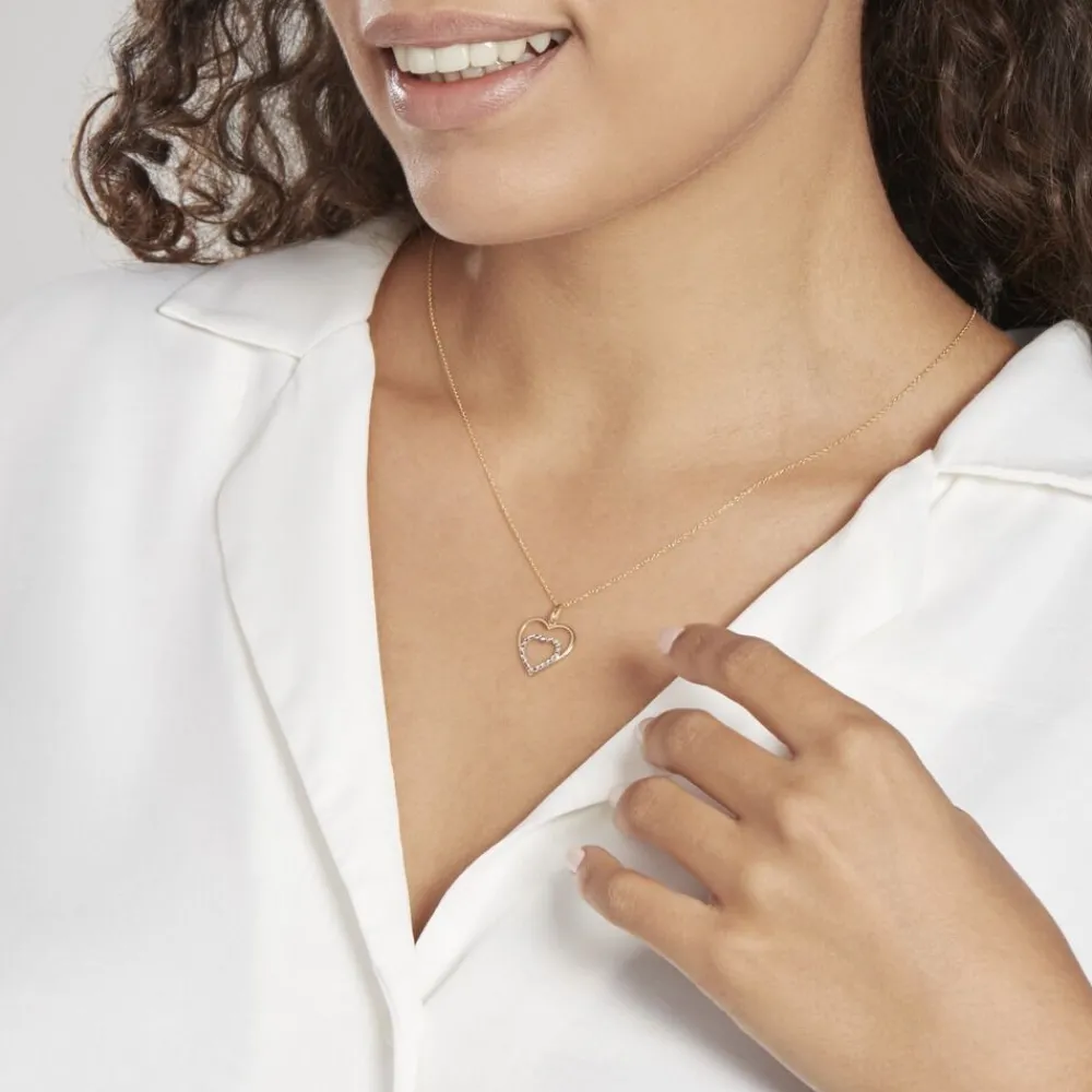 Marc Orian Idées Cadeaux Femme|Bijoux Or > Pendentif Eudocie Double Coeurs Or Bicolore