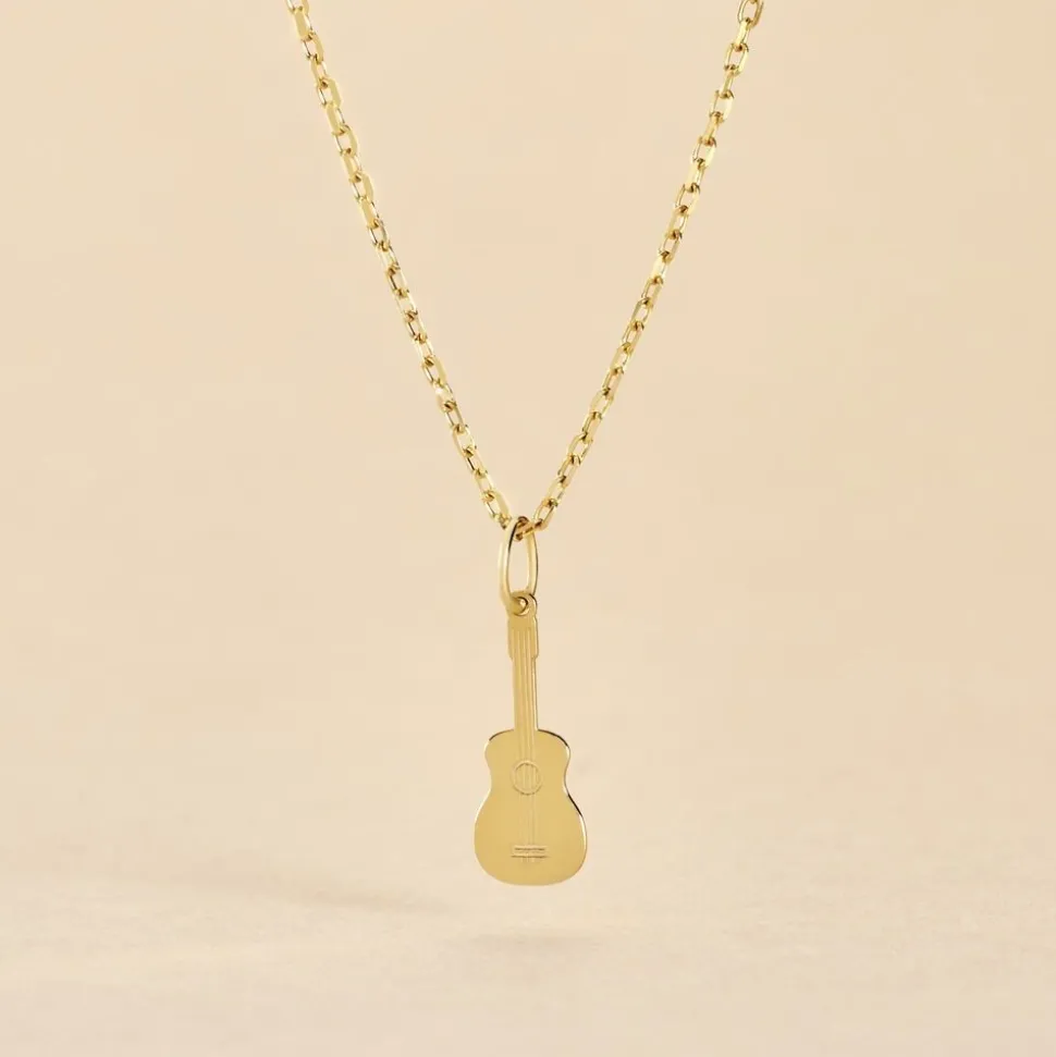 Pendentif Fatema Musique Guitare Or Jaune