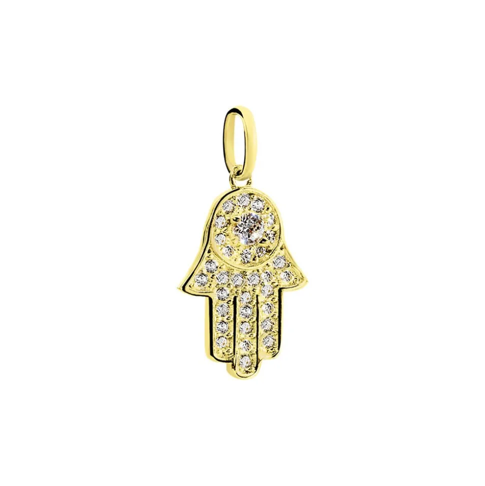 Pendentif Fatima Or Jaune Oxyde De Zirconium