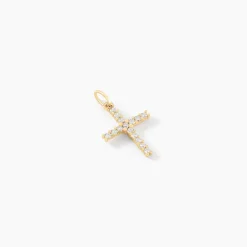 Marc Orian Bijoux Zirconium|Pendentifs > Pendentif Glacen Croix Or Jaune Oxyde De Zirconium