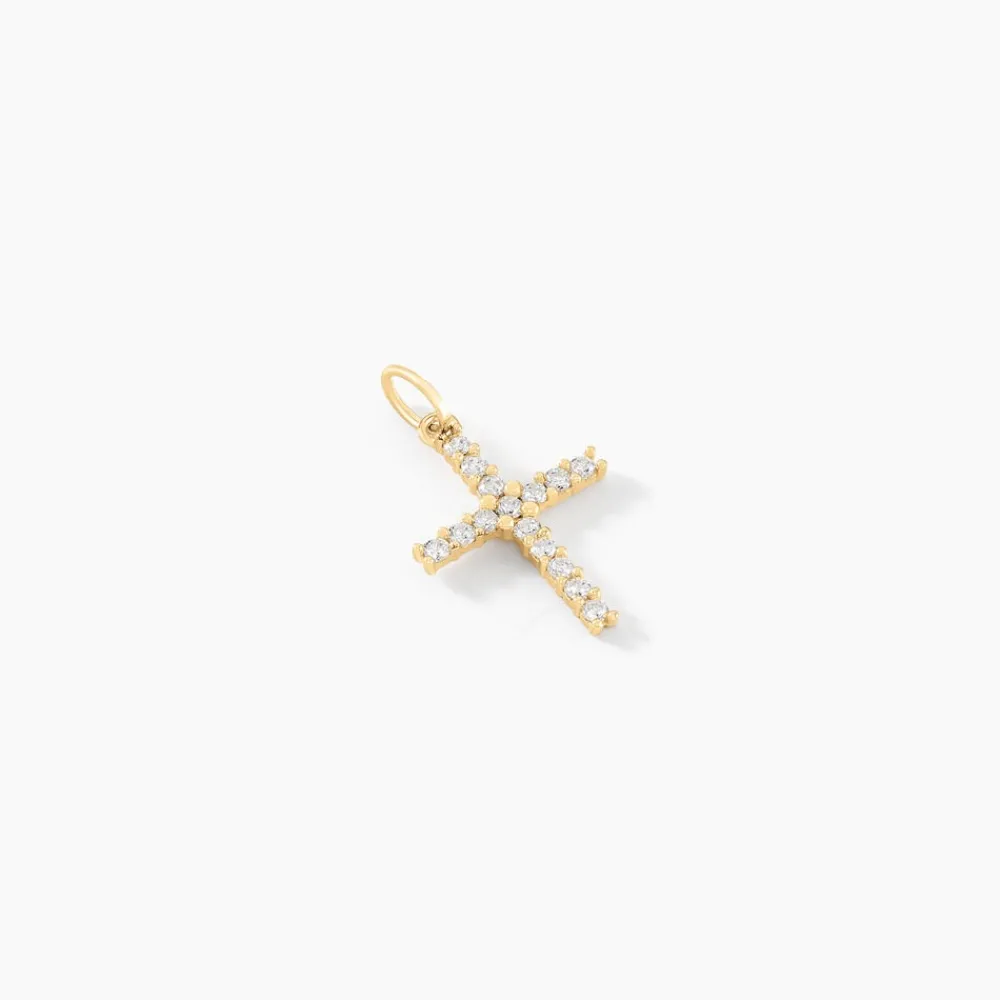 Marc Orian Bijoux Zirconium|Pendentifs > Pendentif Glacen Croix Or Jaune Oxyde De Zirconium
