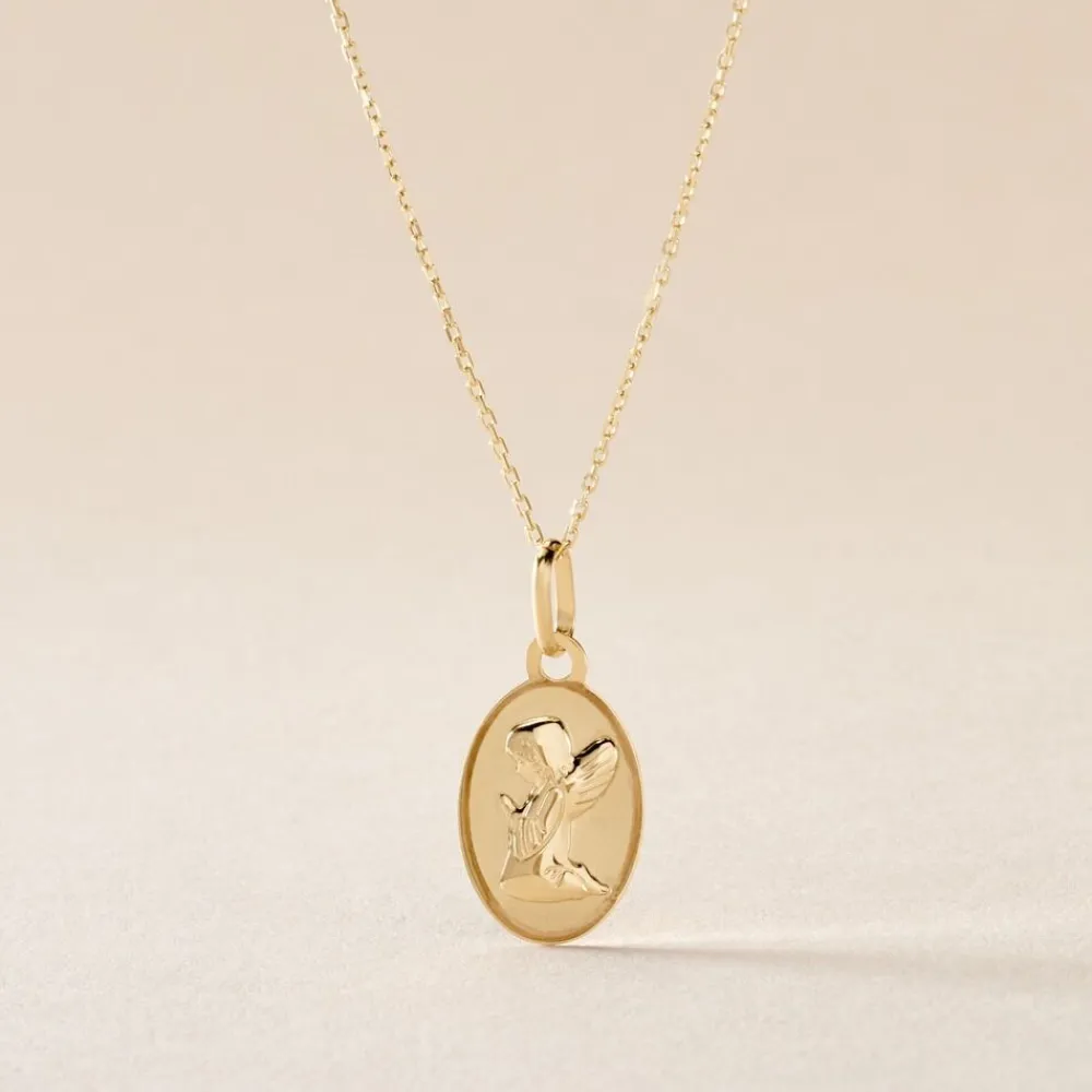 Marc Orian Pendentifs|Pendentifs Personnalisés > Pendentif Hadia Ange Ovale Or Jaune