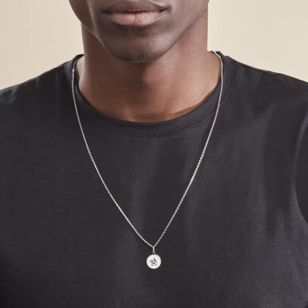 Marc Orian Pendentifs|Pendentifs Personnalisés > Pendentif Hanita Ange Rond Satine Or Blanc