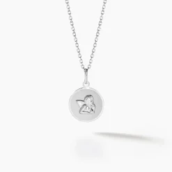 Marc Orian Pendentifs|Pendentifs Personnalisés > Pendentif Hanita Ange Rond Satine Or Blanc