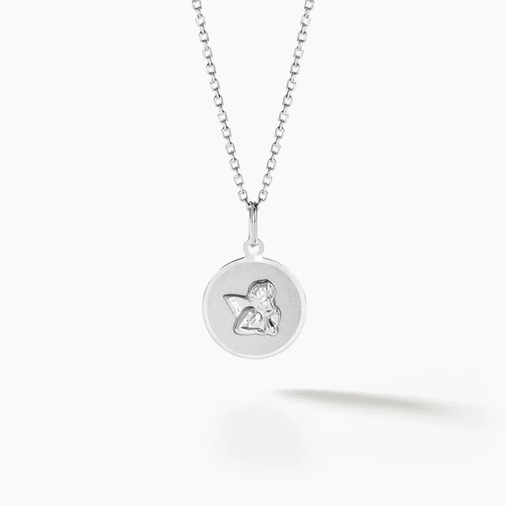 Marc Orian Pendentifs|Pendentifs Personnalisés > Pendentif Hanita Ange Rond Satine Or Blanc