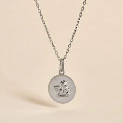 Marc Orian Pendentifs|Pendentifs Personnalisés > Pendentif Hanita Ange Rond Satine Or Blanc