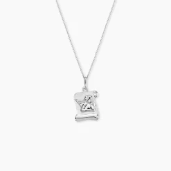 Pendentif Hanne Ange Parchemin Or Blanc