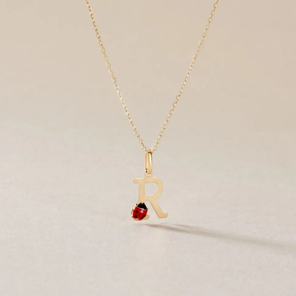Pendentif Helidie Coccinelle Lettre Or Jaune
