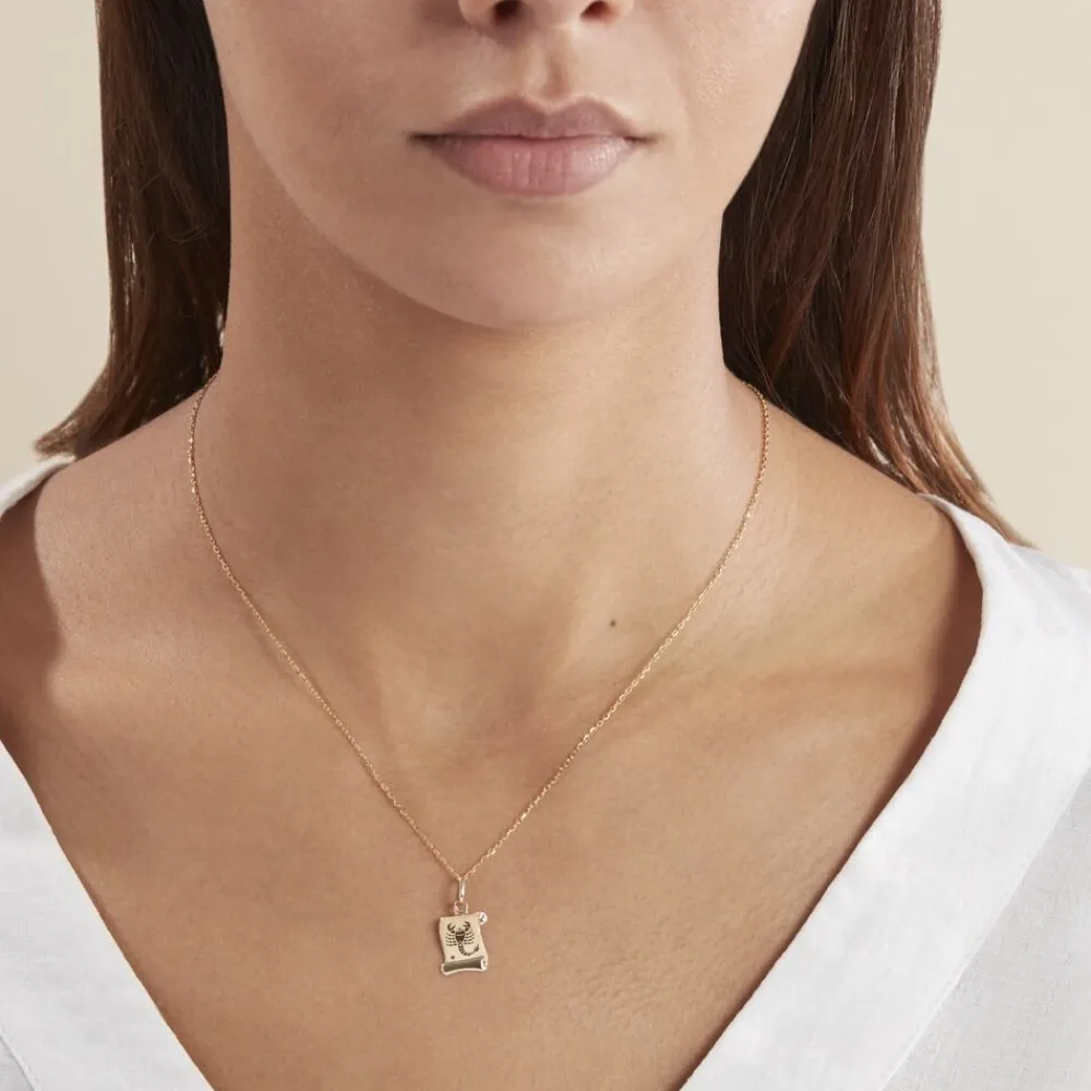 Marc Orian Pendentifs|Pendentifs Personnalisés > Pendentif Lamie Zodiaque Parchemin Or Jaune