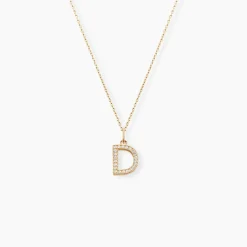 Pendentif Lettre D Or Jaune Oxyde