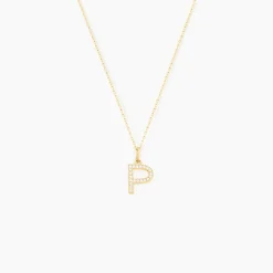 Pendentif Lettre P Or Jaune Oxyde