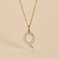 Pendentif Lettre Q Or Jaune Oxyde