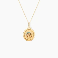 Marc Orian Pendentifs|Bijoux Homme > Pendentif Maryame Vierge A L'enfant Ovale Or Jaune