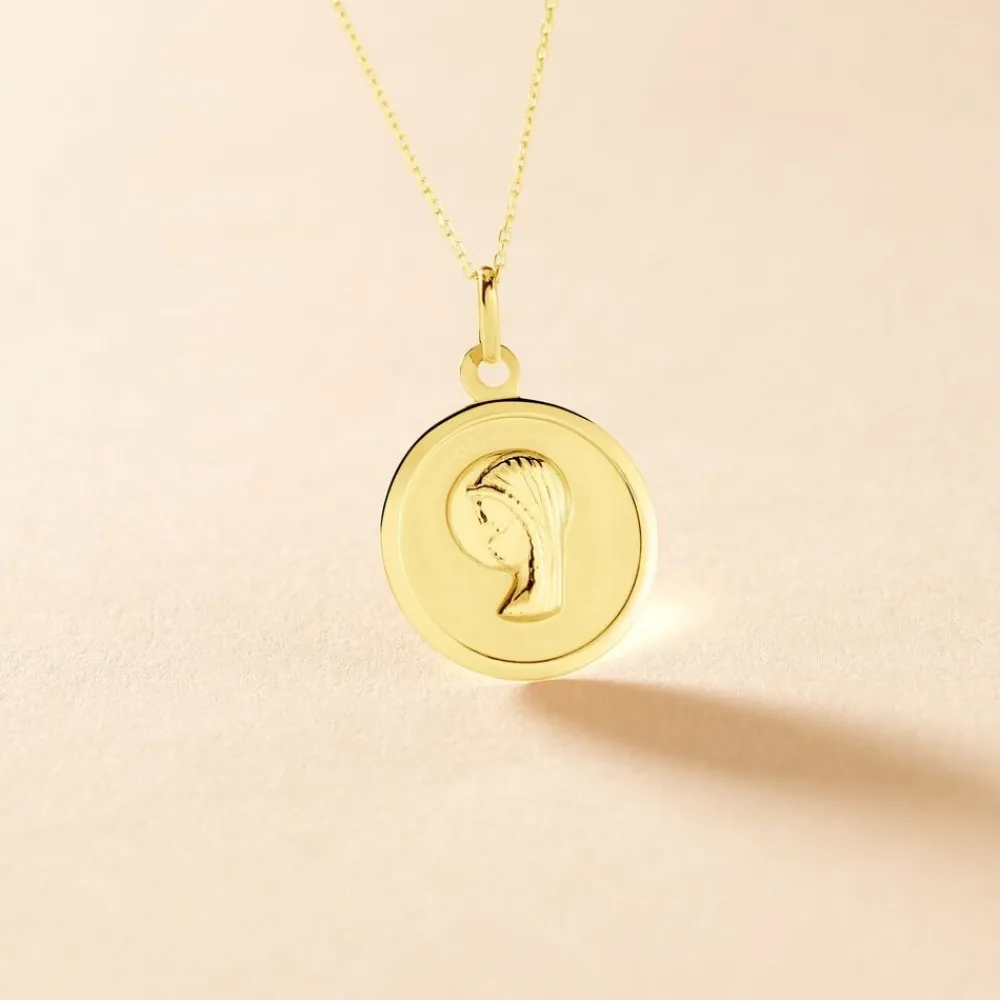 Marc Orian Pendentifs|Pendentifs Personnalisés > Pendentif Mary Vierge Rond Or Jaune