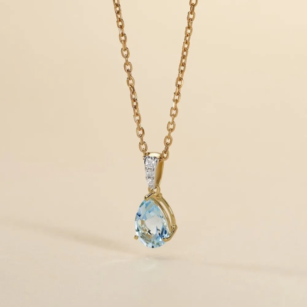 Marc Orian Anniversaire De Mariage|Pendentifs > Pendentif Or Jaune Gorgel Topaze Oxydes De Zirconium or jaune topaze bleu sky