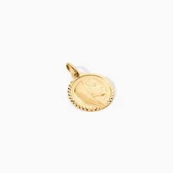 Marc Orian Pendentifs|Pendentifs Personnalisés > Pendentif Vierge Rond Strie Or Jaune