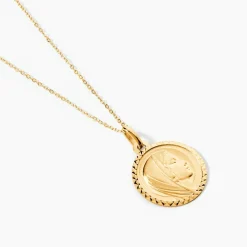 Marc Orian Pendentifs|Pendentifs Personnalisés > Pendentif Vierge Rond Strie Or Jaune