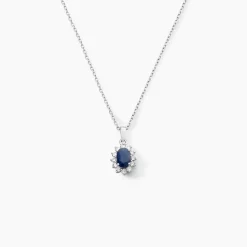 Pendentif Vladimir Or Blanc Saphir Diamants