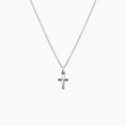 Marc Orian Pendentifs|Bijoux Homme > Pendentif Yona Croix Striee Or Blanc