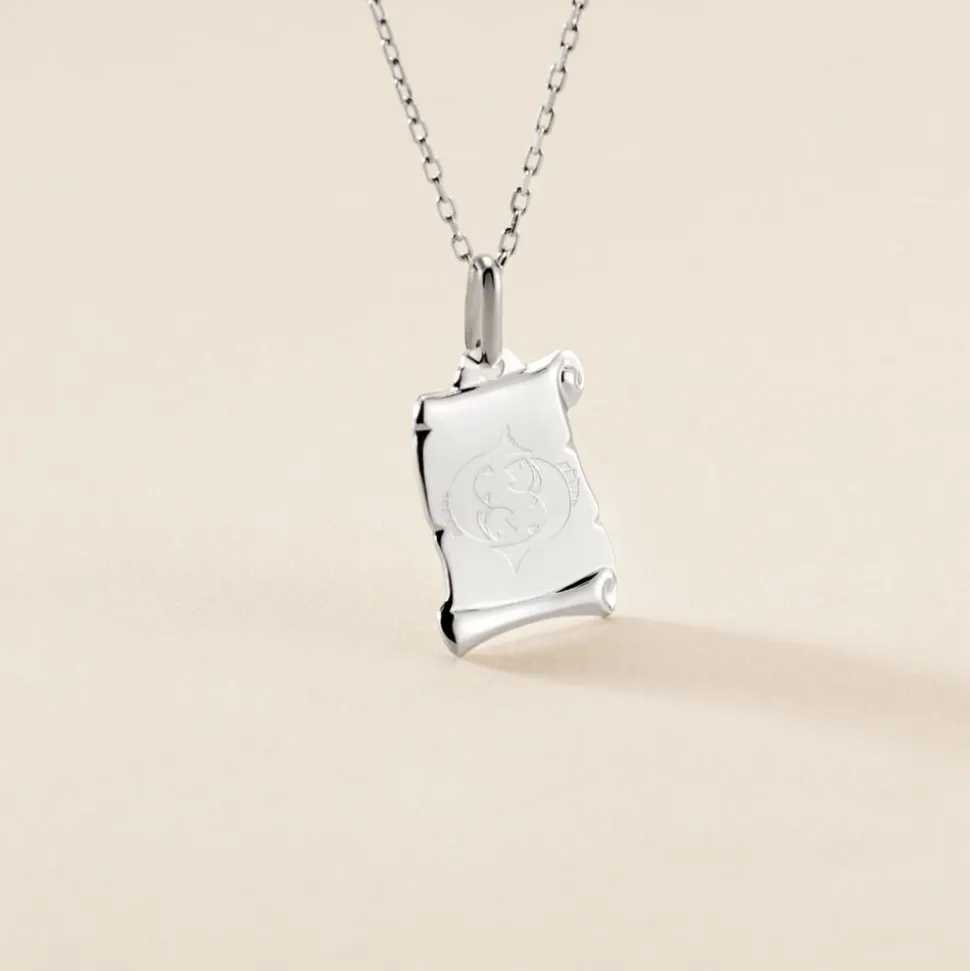 Pendentif Zodiaque Parchemin Argent Blanc
