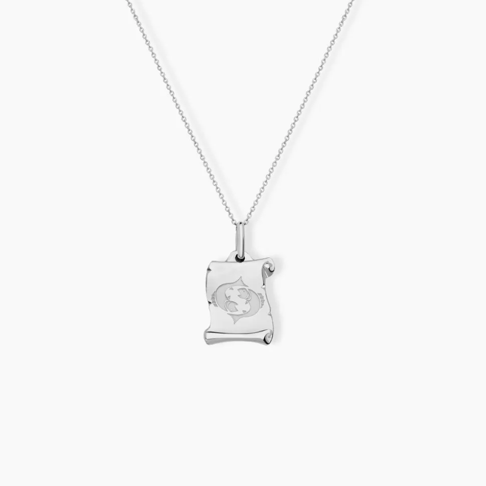 Pendentif Zodiaque Parchemin Argent Blanc