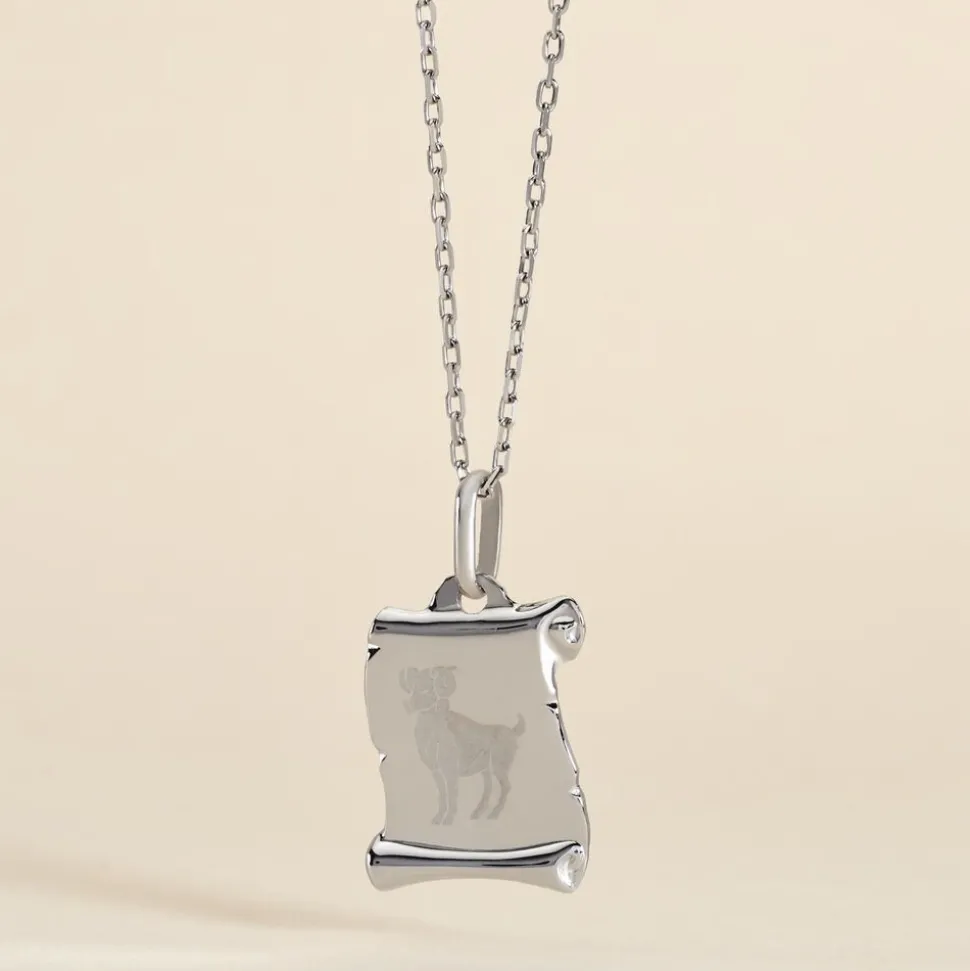 Pendentif Zodiaque Parchemin Argent Blanc